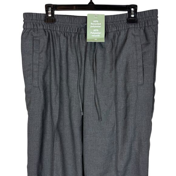 H&M Pants Mens Large Gray High-Rise Pleated Flat Front Drawstring Waist Trendy - Picture 3 of 14